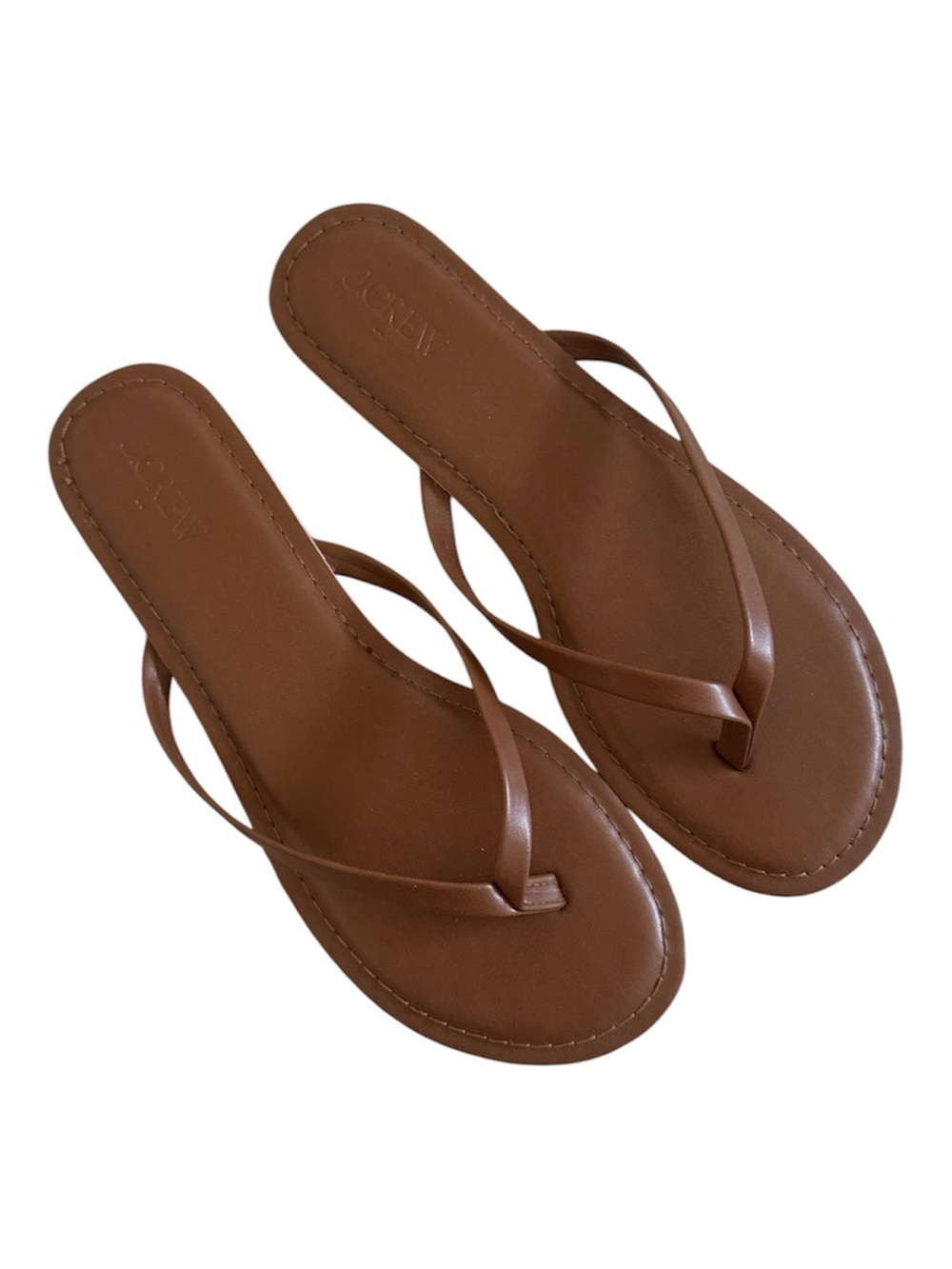 J. Crew Easy Summer Flip-Flop Brown Leather Thong Sandals Size 9